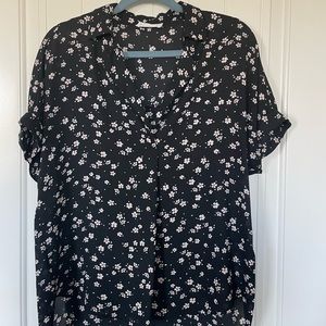 Floral Black Blouse